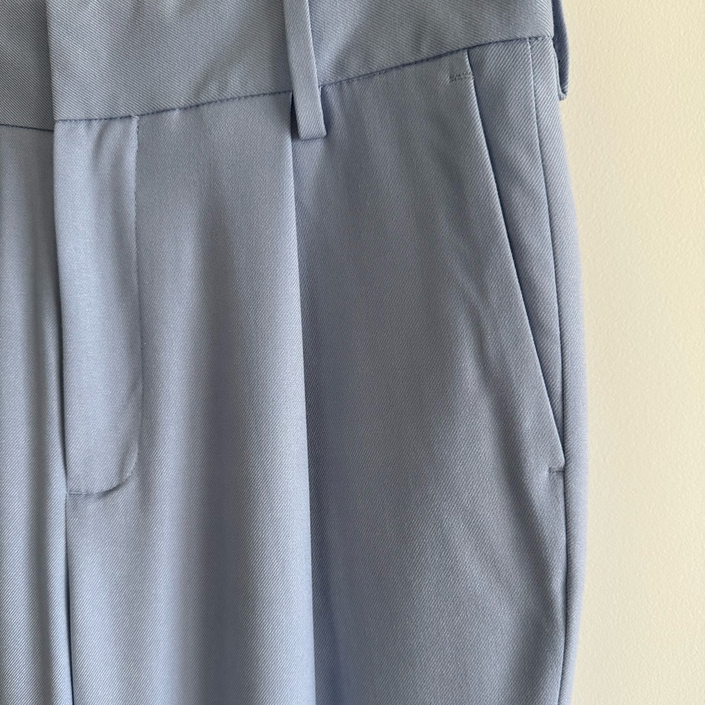 Unisex Elegant Open Edit Blue Pleated Pants with Rolled Cuffs 33% Rayon-M/L - Picture 5 of 8